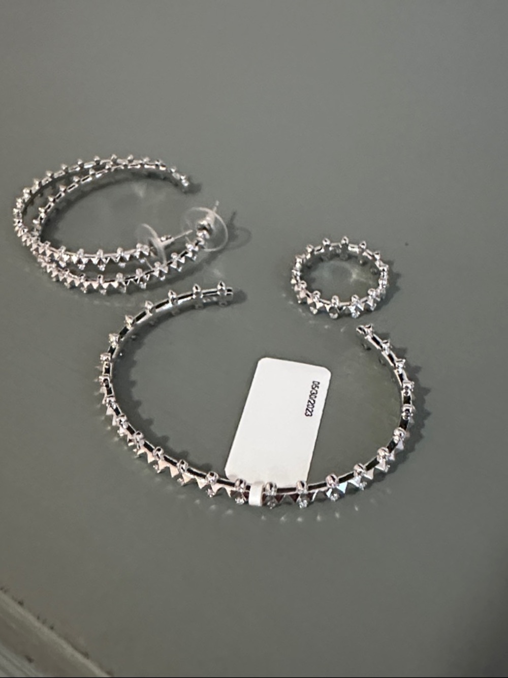 NWOT Kendra Scott Silver Star-Edge BUNDLE- Hoops, Bracelet and Ring Set